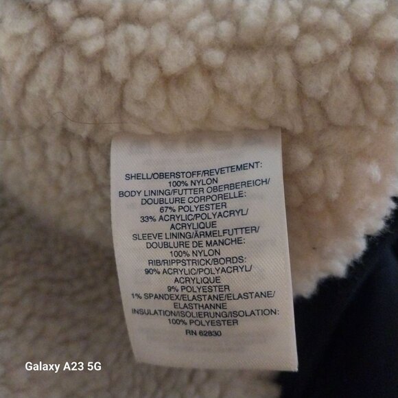 Lands End Mens Black Sherpa-Lined Jacket L/T Nylon Exterior Polyester Lining War - Picture 5 of 7